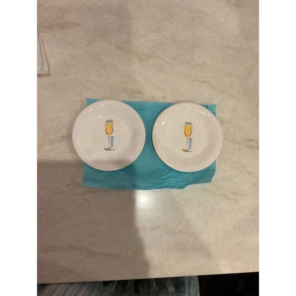 Pier 1 Imports Cocktails "Bubbles" Champagne Appetizer Plates 6" Set of 2
